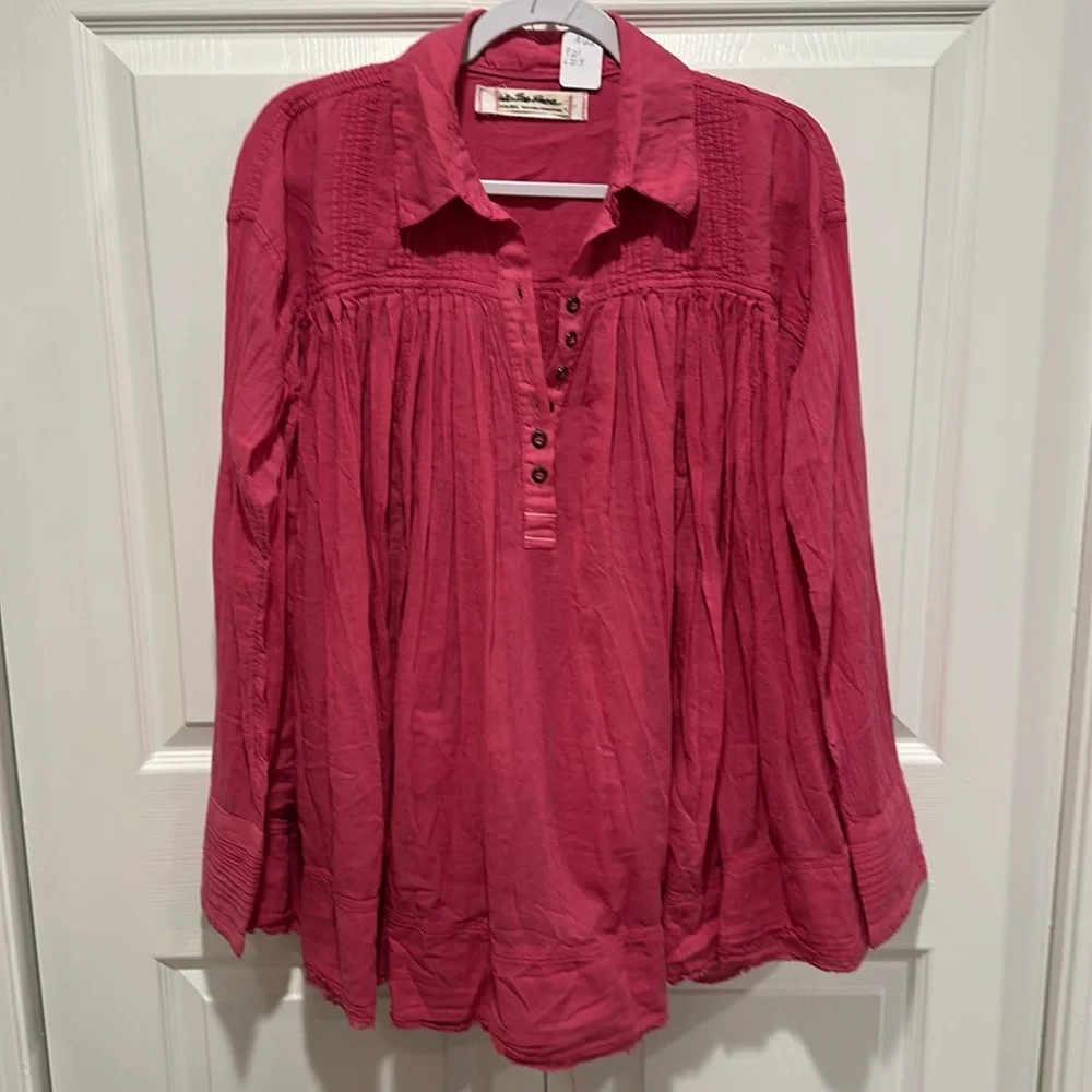 Free People We The Free Sheer Swing Shirt Pink XS